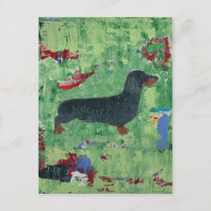 Dachshund presenterar Wiener Hund Modern Abstrakt Vykort