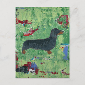 Dachshund presenterar Wiener Hund Modern Abstrakt  Vykort