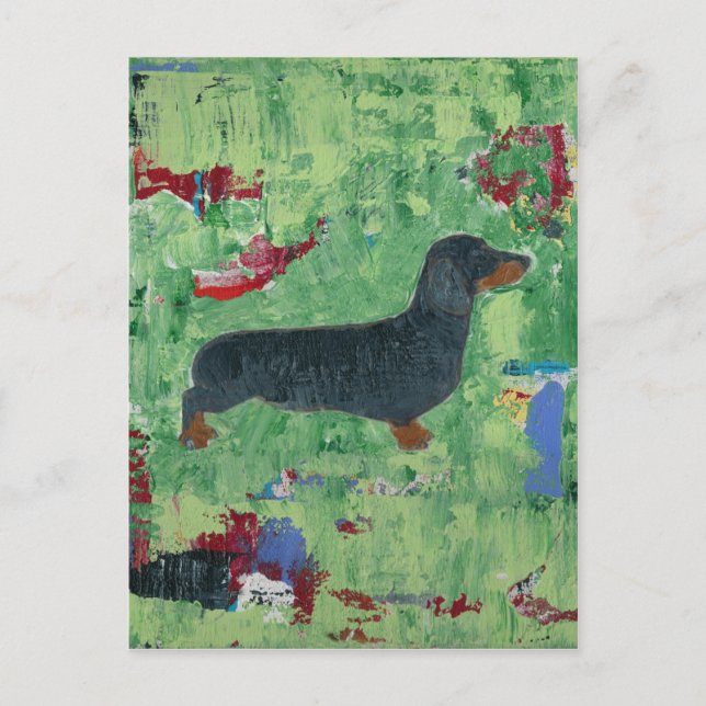 Dachshund presenterar Wiener Hund Modern Abstrakt  Vykort (Framsida)