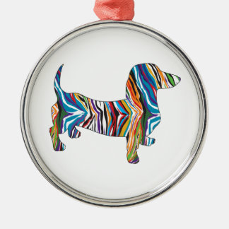Dachshund - Psychedelic Zbra Doxie Julgransprydnad Metall