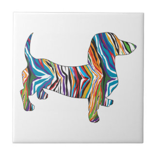 Dachshund - Psychedelic Zbra Doxie Kakelplatta