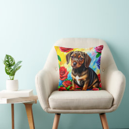 Dachshund Pug Puppy Hund Colorful Pillow Kudde