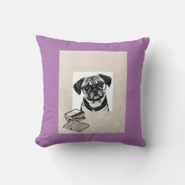 Dachshund Pug Wearing Glass Reading Dekorativ kudd Kudde