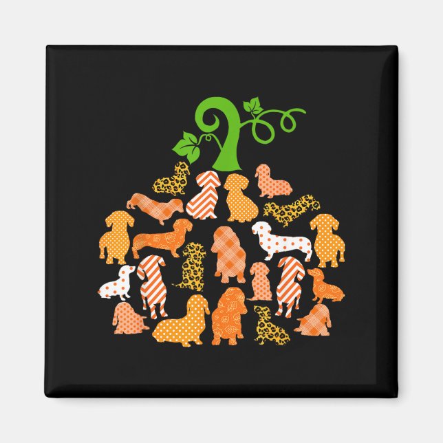 Dachshund Pumpa Form Rutig Leopard Hund Höst Magnet (Framsidan)