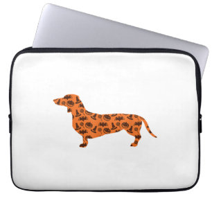 Dachshund Pumpkin Witch Fladdermus Funny Spooky Ha Laptop Fodral