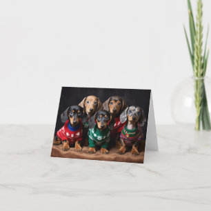 Dachshund Puppies-julkort Kort