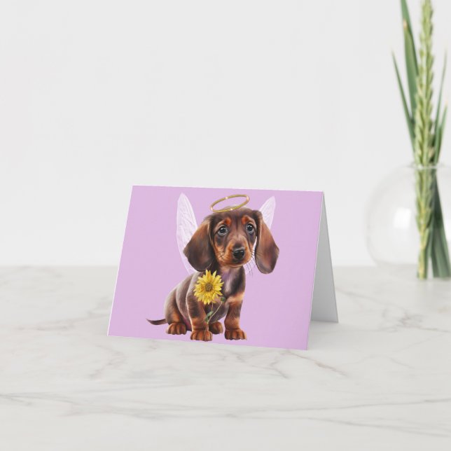 Dachshund Puppy Angel-gratulationskort oavsett Til Kort (Framsida)