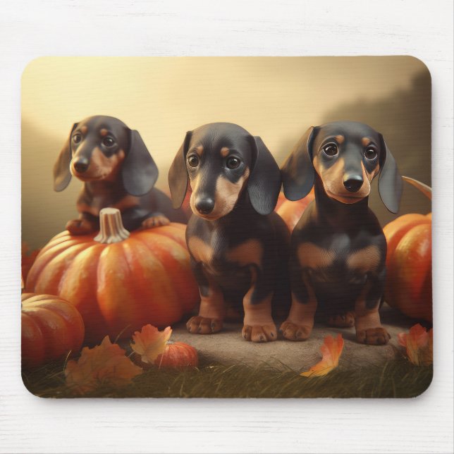 Dachshund Puppy Autumn Delight Pumpkin Musmatta (Framsidan)
