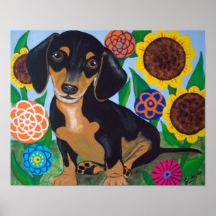 Dachshund Puppy Black and Tan Print Poster