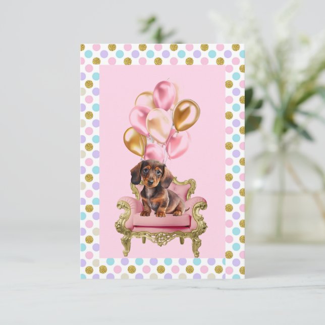 Dachshund Puppy Födelsedagsfest Inbjudningar (Stående Fram)