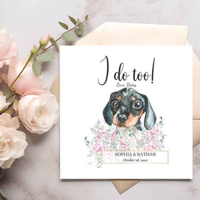 Dachshund Puppy Hund Bröllop Cocktail Napkins Pappersservett (Skapare uppladdad)