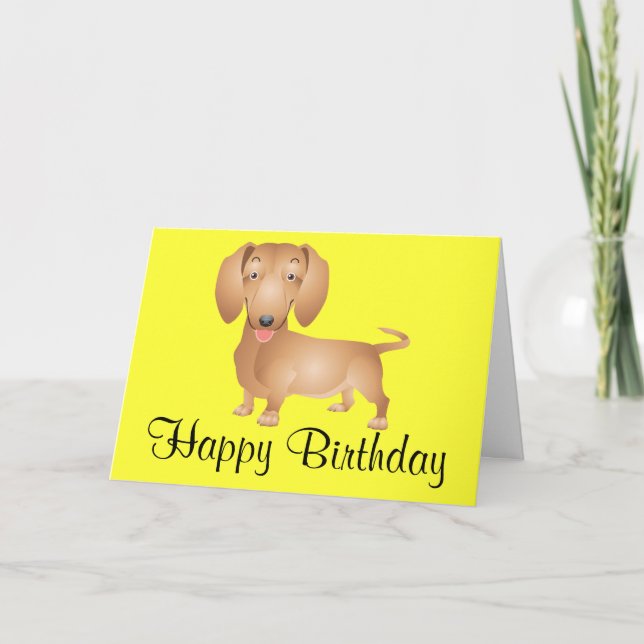 Dachshund Puppy Hund Gult Card Kort (Framsida)