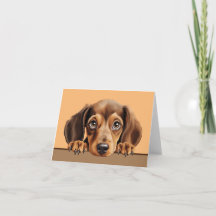 Dachshund Puppy Hund Pet Notecard eller Tack för d