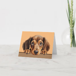 Dachshund Puppy Hund Pet Notecard eller Tack för d Anteckningskort