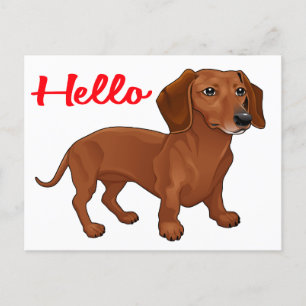 Dachshund Puppy Hund - Röd Hej, ditt sinne Vykort