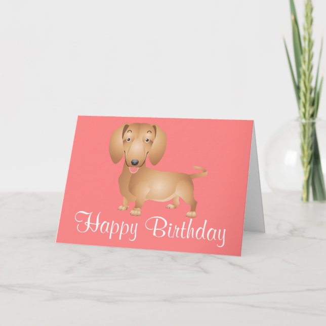 Dachshund Puppy Hund Rosa Card Kort (Framsida)