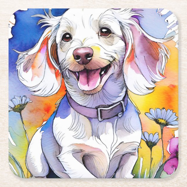 Dachshund Puppy Hund Underlägg Papper Kvadrat (Framsidan)