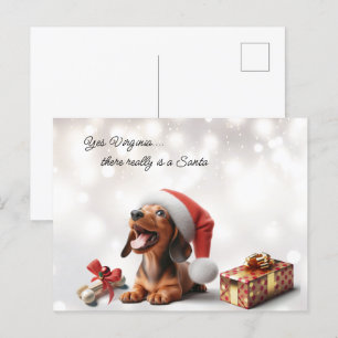 Dachshund Puppy jul - överraskning Vykort