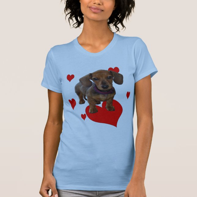 DACHSHUND Puppy med framsida på framsidan T Shirt (Framsida)