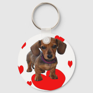 DACHSHUND Puppy med Hearts Nyckelring