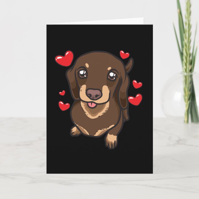 Dachshund Puppy med hjärta Kort (Framsida)