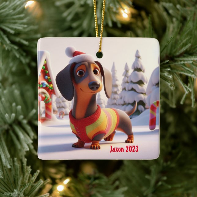 Dachshund Puppy Personlig Ceramic Träd Ornament (Träd)
