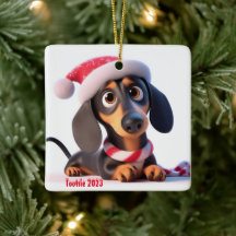 Dachshund Puppy Personlig Ceramic Träd Ornament