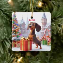 Dachshund Puppy Personlig Ceramic Träd Ornament