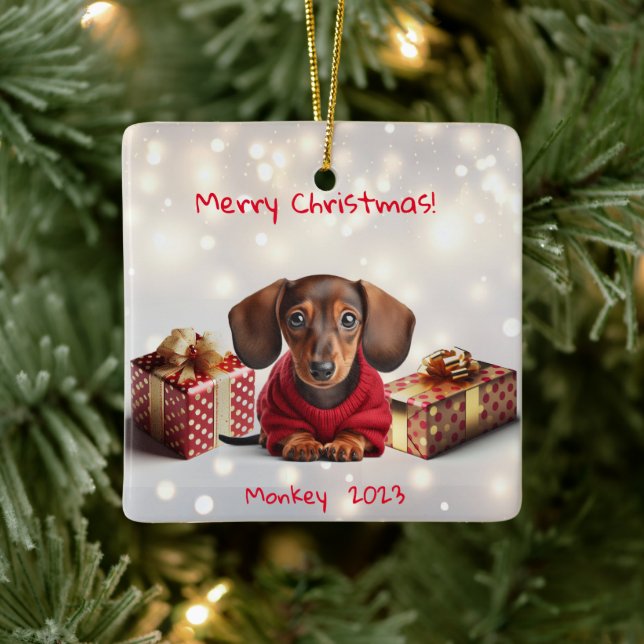 Dachshund Puppy Personlig Träd Ornament (Träd)