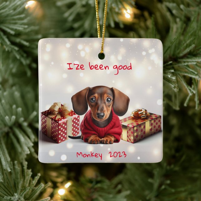 Dachshund Puppy Personlig Träd Ornament (Träd)