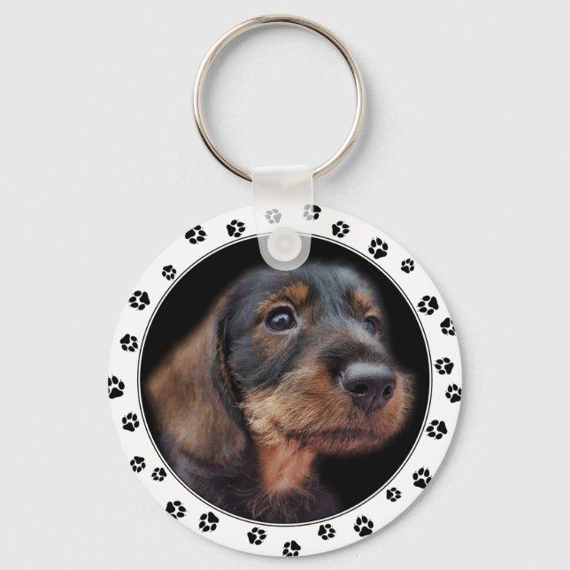 Dachshund Puppy Photo Keychain Nyckelring (Framsida)