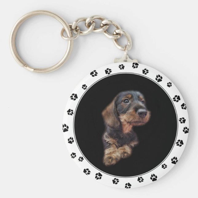 Dachshund Puppy Photo Keychain Nyckelring (Framsidan)