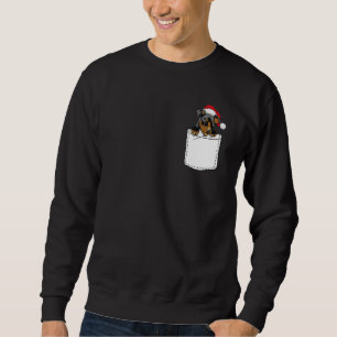 Dachshund Puppy Pocket Santa Hat Doxie Hund Christ Lång Ärmad Tröja