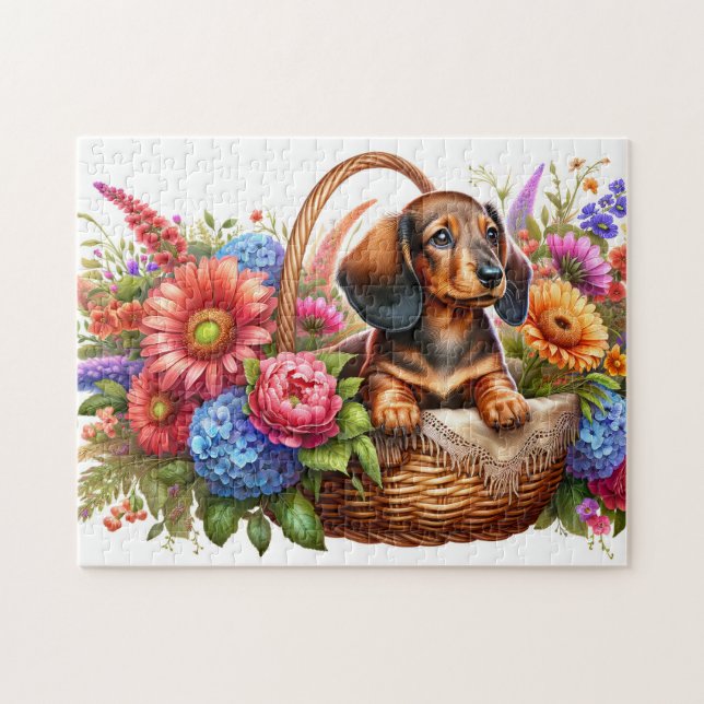 Dachshund Puppy Pussel (Horisontell)
