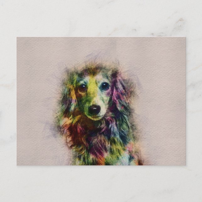 Dachshund Puppy Sketch Paint Vykort (Framsida)