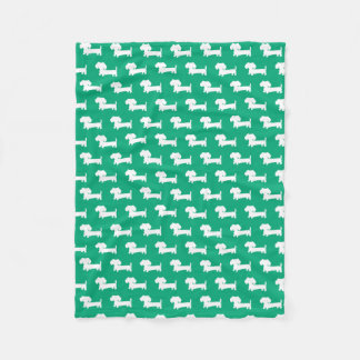 Dachshund Puppy Wiener Hund Blanket Grönt Fleecefilt