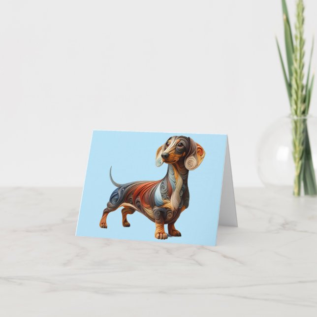 Dachshund Quilling Design Valfri Tillfälle Kort (Framsida)