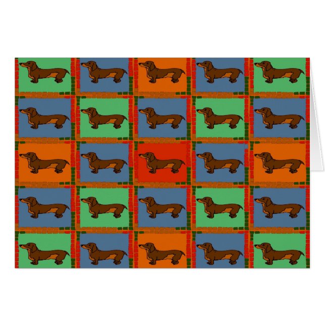 Dachshund Quilt Hälsningskort (Framsidan Horizontal)