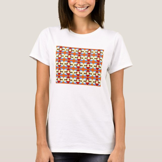 Dachshund Quilt-rektangel T Shirt (Framsida)