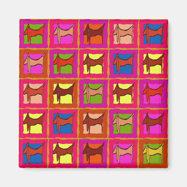Dachshund Quilt Tiled Hundar Magnet (Framsidan)