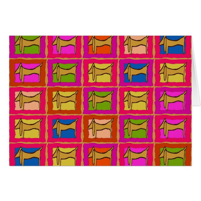 Dachshund Quilt Tiled Hundar OBS Kort (Framsidan Horizontal)