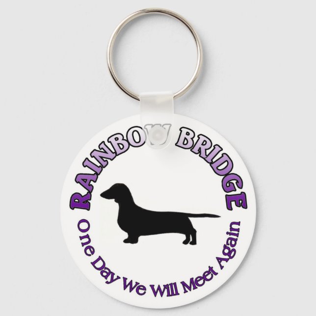 DACHSHUND RAINBOW BRIDGE KEYCHAIN NYCKELRING (Framsida)