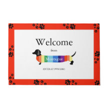 Dachshund Rainbow Monogram Welcome Typography Hund