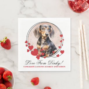 Dachshund Red Heart Ram med Hundar Photo Pappersservett