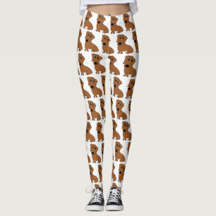Dachshund Red tecknad Leggings