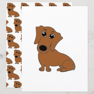 Dachshund Red tecknad scrapbook papper