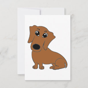 Dachshund Red tecknad Tack Kort
