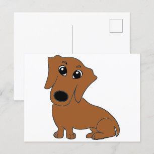 Dachshund Red tecknad Vykort