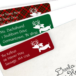 Dachshund Reindeer God Jul-Adressetiketter Returadress Etikett