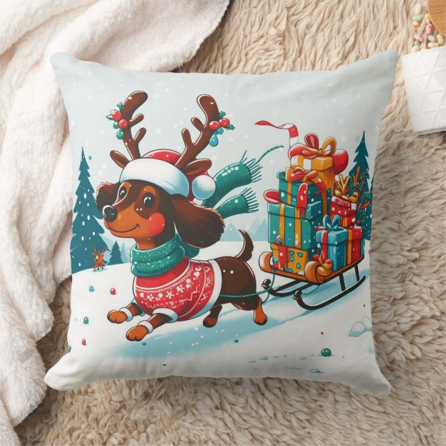 Dachshund Reindeer jul - Julafton Kudde (Filt)